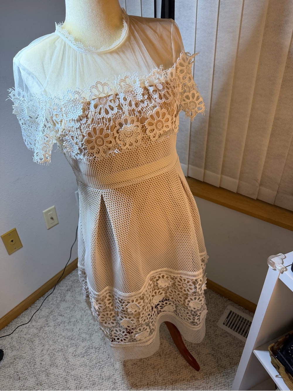 Endless Rose Cream Lace Mini Dress with Floral Overlay